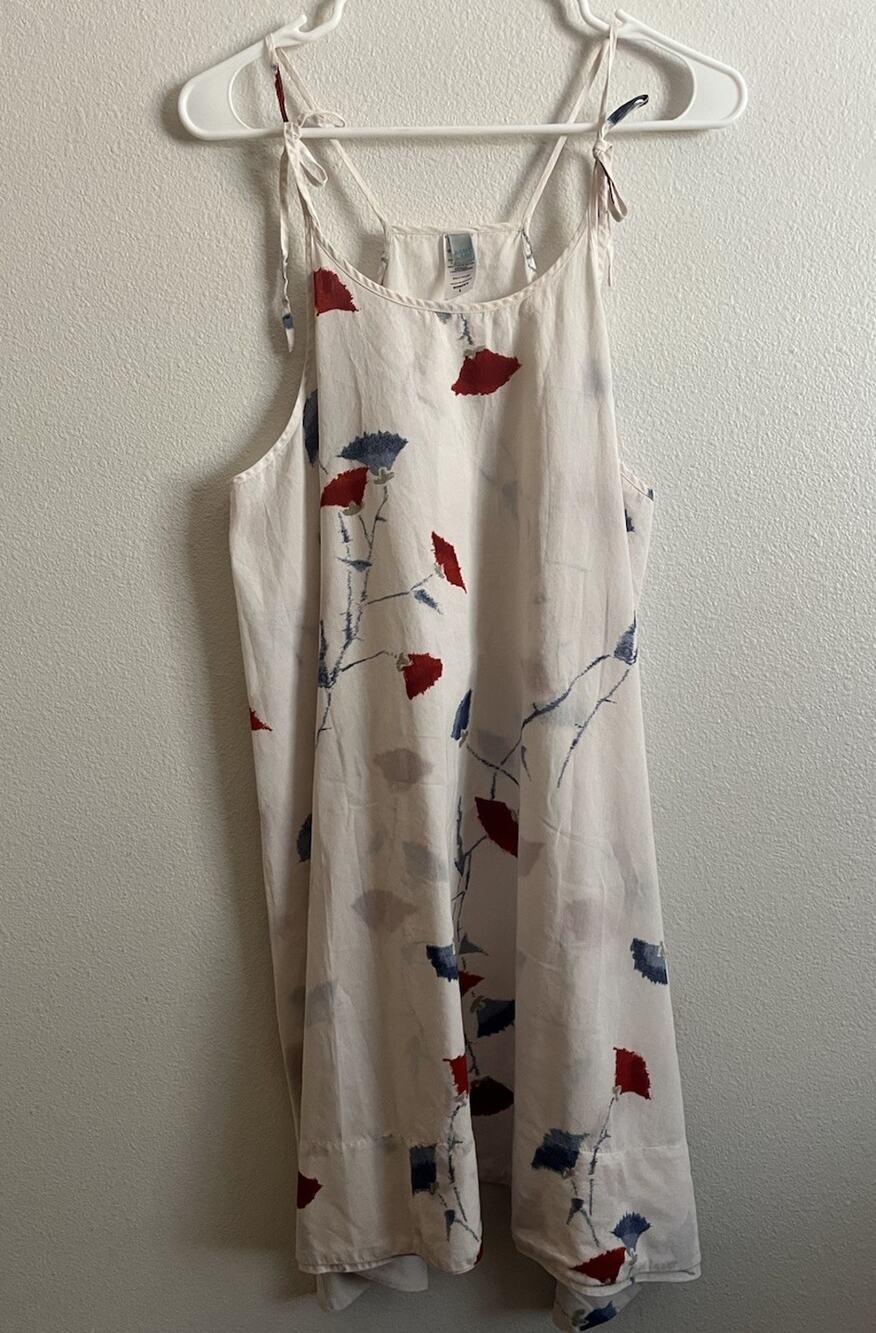 Patagonia Water Girl Dress Womens L Organic Cotton Floral Tie Strap Sundress